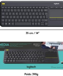 Logitech K400 Plus Clavier sans Fil, Clavier Français AZERTY - Noir
