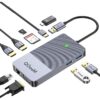 QGEEM USB 3.0 Docking Station, hub USB de triple écrans, adaptateur VGA Dual HDMI, portable USB 3.0