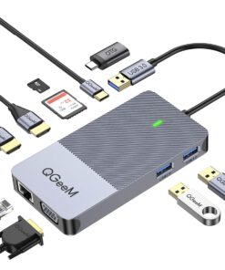 QGEEM USB 3.0 Docking Station, hub USB de triple écrans, adaptateur VGA Dual HDMI, portable USB 3.0